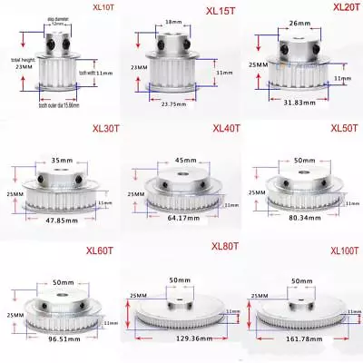 XL 10T-100T Timing Belt Pulley Synchronous Wheel Select Bore For 10mm Width Belt • $3.29