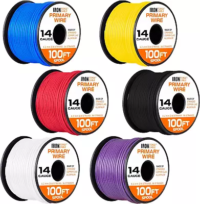 14 Gauge Primary Automotive Wire - 6 Roll Assortment Pack - 100 Ft Of Copper Per • $54.44