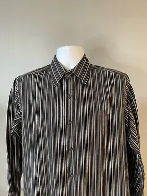 JF J.Ferrar Modern Fit Men's Medium 15-151/2 Button-Up Shirt Black Striped • $10