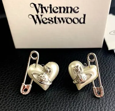 Vivienne Westwood ORIETTA Heart Orb Silver Earrings Pin Outlet Authentic • $94.90