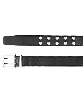 Diesel - Mens Real Leather Belt Metal Eyelets Black -  B-ROCK • $59.90