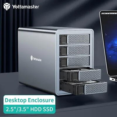 5 Bay External Hard Drive Enclosure USB 3.0 For 2.5  3.5  Inch SATA HDD SSD 80TB • $159.99