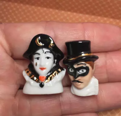 Carnival Mardi Gras Pierrot & Man French Feves Mask Dollhouse Miniatures • $10.50