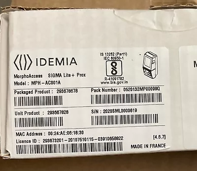 NEW IDEMIA PN: MPH-AC001A Mortho Morpho Access SIGMA Lite + Prox • $300