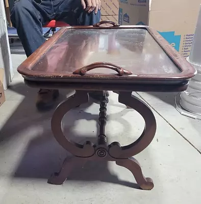 Mid Century Coffee Table With Glass Butlers Tray • $399.90