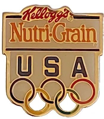 Olympics Barcelona 1992 USA Sponsor Kellogg's Nutr-Grain Cereal Lapel Pin • $11.94