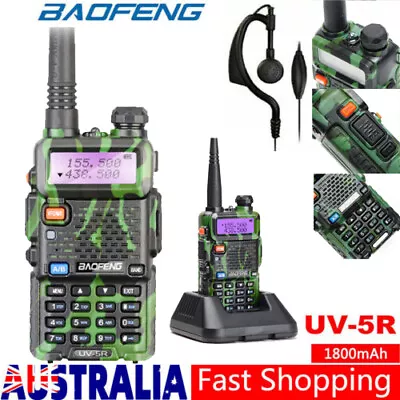 $40.99 • Buy UV-5R Green Dual Band UHF/VHF Walkie Talkie Two Way Ham Radio + Earpiece