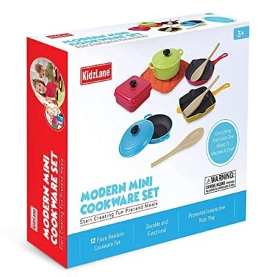 $25.99 • Buy Kidzlane Kids Play Pots And Pans For Toddlers Durable Mini Cooking Set Toy Multi