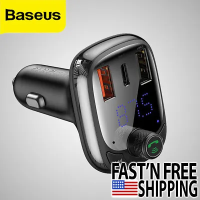 Baseus T Shaped S-13 Car Bluetooth MP3 Player (PPS Fast Charger Edition) Black • $18.95