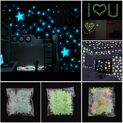 Luminous Star Wall Stickers Kids Baby Glow In The Dark Room Decor Decal Bedroom • £5.49