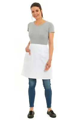 Plain Half Aprons For Women And Men With Pocket Kitchen Waiter Cooking Catering • £6.99