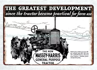 1931 Massey Harris 4-wheel-drive Tractor Metal Tin Sign Office Shop Wall Plaque • $18.99