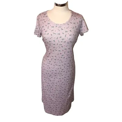 $23.98 • Buy Vintage 90’s Lands’End Lavender Knit Floral Cottagecore Grunge Maxi Dress Small