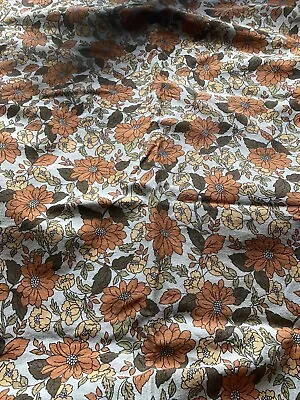 £24.99 • Buy Vintage Retro 1960's 70s Floral Orange Curtains 94 Drop 70” Width 240 X 180 Cm