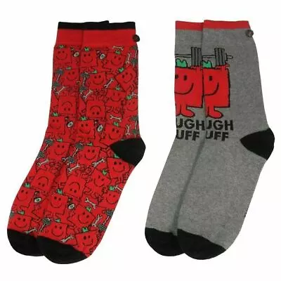 Novelty Character Socks Mr Men Mr Strong 2 Pack Size 6-11 Xmas Stocking Filler • £7.99