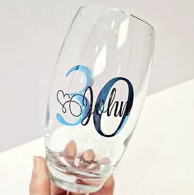 Personalised Birthday Glass Tumbler Gift Idea 18th 21st 30th 40th 50th 60th 70th • £9.99