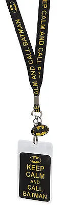 BATMAN Keep Calm And Call Bat Signal Lanyard ID Holder DC Comics NEW • $10.69