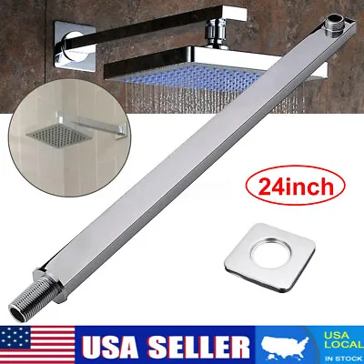 24-inch Stainless Steel Square Rainfall Shower Head Extension Arm Wall Mounted • $25.99