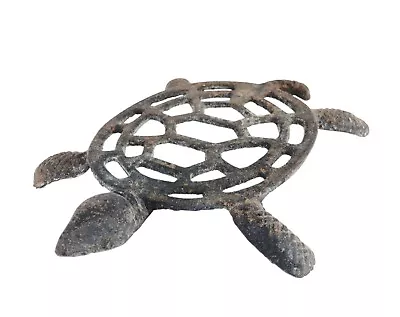 Vintage Black Cast Iron Turtle Planter Holder Tortoise Thin Flat Taiwan 7 X 6  • $14.99