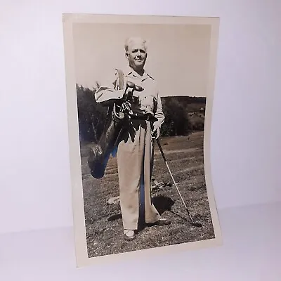 Older Gentleman Man Golfer 1940s GOLF Clubs Vintage Snapshot Photograph 5x7 • $8