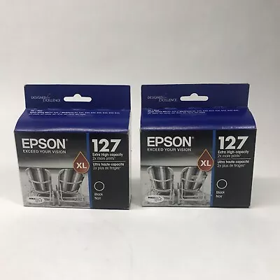 Lot Of 2 Epson 127 XL Black Printer Ink Cartridge High Capacity Exp 2/22 & 5/22 • $32