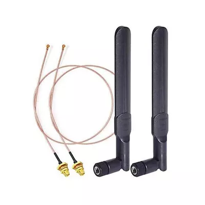 2pcs Bingfu Dual Band WiFi 2.4GHz 5GHz 8dBi RP-SMA Male Antenna U.FL IPX Cable  • $12.73