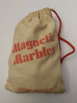 Childcraft Drawstring Bag Of 49 Vintage Magnetic Marbles Large 7/8  Many Colors • $24.99