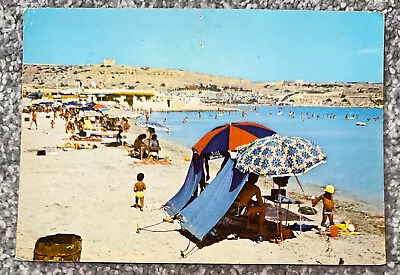 £0.99 • Buy Mellieha Bay MALTA POSTCARD With Palazz Vilhena-Mdina 6c STAMP - Beach / Sea