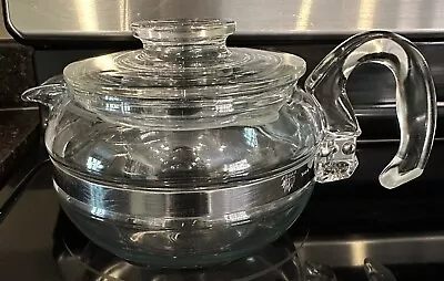 MCM PYREX Corning Ware Flameware 6 Cup Coffee~Tea Pot Kettle W/ Lid USA • $34