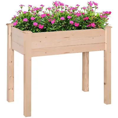 Outsunny Garden Wooden Planter Flower Raised Bed Herb Grow Box Container • £49.99