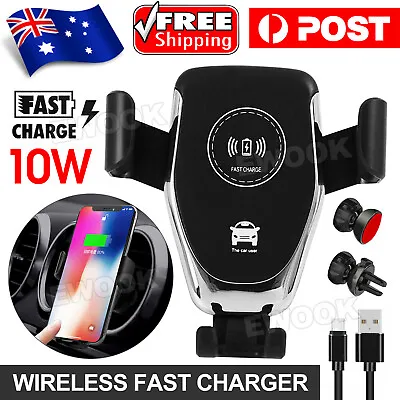 $13.45 • Buy Qi Wireless Fast Charger Car Holder Gravity Mount For IPhone X XS Max S9+ Note 9