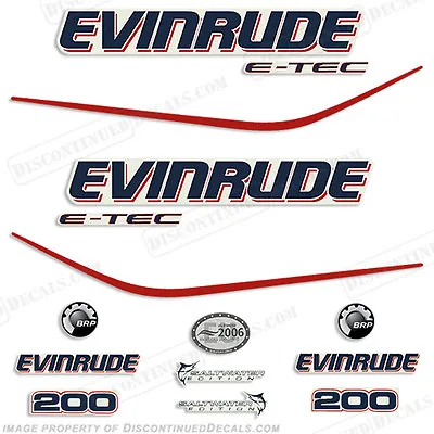 Fits Evinrude 200hp E-Tec Outboard Decal Kit - 2004 2005 2006 2007 2008 Stickers • $109.95