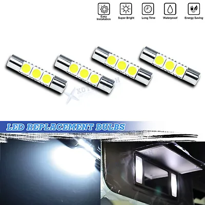 4x 6000K 3-SMD White 6641 LED Bulbs  For Car Sunvisor Vanity Mirror Light 30mm • $8.95