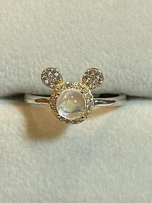 925 Sterling Silver Natural India Ice Moonstone Moonlight Mickey Mouse Ring. • $22.99