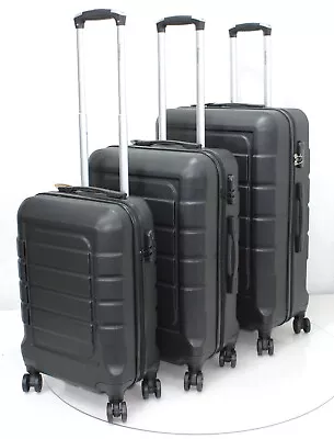 Hard Shell ABS Cabin Suitcase 4 Wheel Travel Luggage Trolley Bag Lightweight Set • £47.99