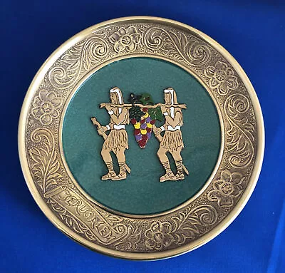 Jerusalem Israel Metal Gold Plate Wall Hanging Harvest Souvenir Collectible Vtg • $24.99