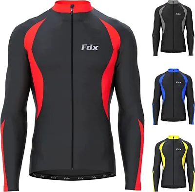 £20.99 • Buy Fdx Men's Cycling Jersey Winter Sports Bicycle Long Sleeve Racing Full Zip Tops