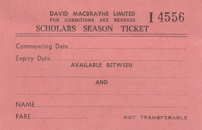 £2.50 • Buy Card Ticket.  David MacBrayne Ltd.  Scholars Season Ticket.