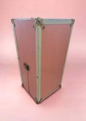 Vtg Metal Doll Carry Case Trunk Wardrobe Storage Pink Hinged Carrying Closet Toy • $29.99