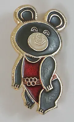 Vintage Black / Red MISHA BEAR Olympics Pin Pinback • $6