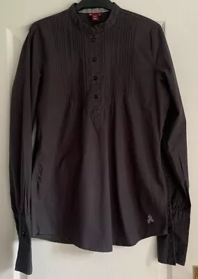 H&M LOGG Womens Dark Brown Pleat Front Long Sleeved Shirt Size 12 • £5.99