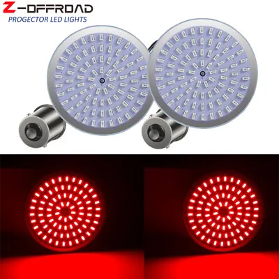 2x Red 1156 2  Bullet-style LED Turn Signal Run Lights Bulbs Inserts Motorcycle • $16.98