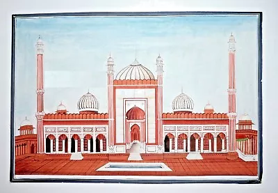 Jama Masjid Delhi Mosque Built By Mughal Emperor Shah Jhah Miniature Painting • $179.99