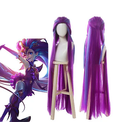LOL League Of Legends Star Guardian Zoe Cosplay Wig 120cm Purple Halloween Wigs • $48.91