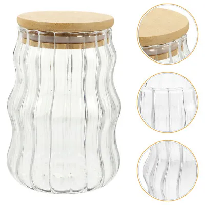  Clear Container Corrugated Glass Jar Coffee Tin Canisters Candy • £14.99