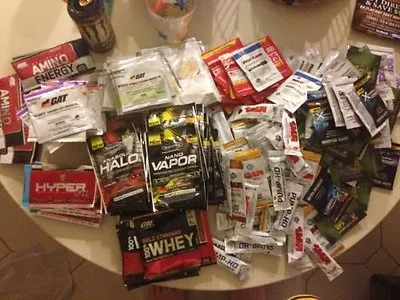 Supplement Samples Lot Mix Of 50 Items. Pre Workout Protein Fat Burner Bcaa Test • $179.99