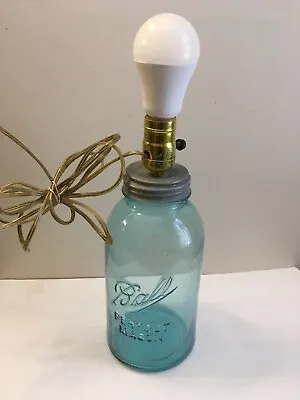 Vintage Aqua Ball Mason Jar Lamp • $15
