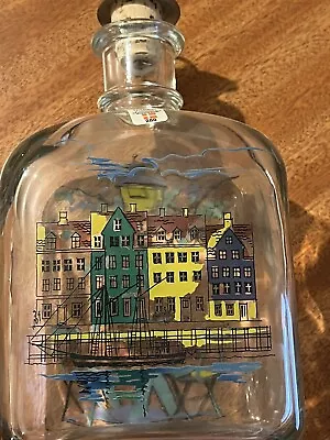 Holmegaard  Glass Decanter Bottle Flask With Stopper Danish (scene) • £15