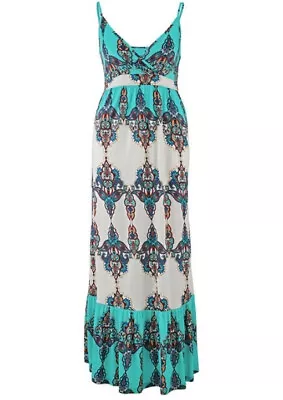 Heine Womens AU Size 12-14 (EU 42) Print Maxi Dress Blue & White BNWT RRP $180 • $39.99