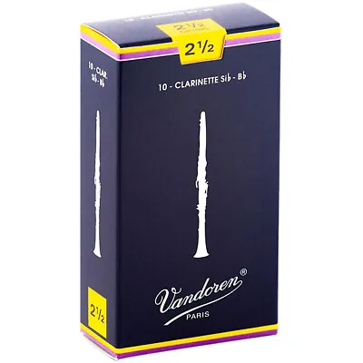 Vandoren 10 PACK Traditional Bb Clarinet Reeds # 2.5 Strength 2 1/2 CR1025 • $24.95